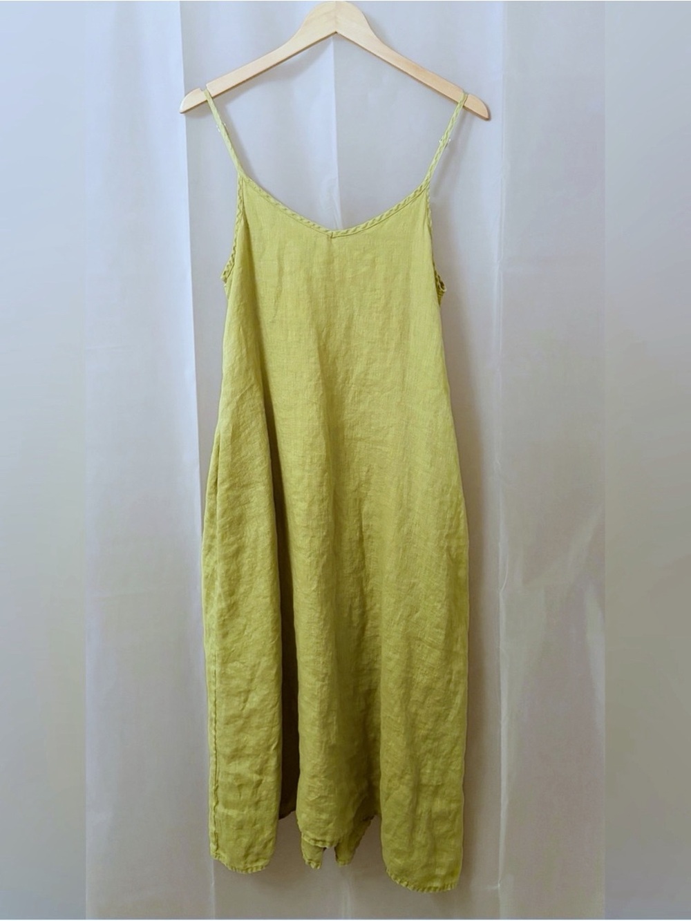CP Shades Fairie Linen Maxi Slip Dress Chartreuse S NWOT